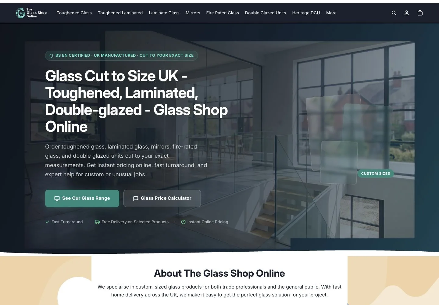 The Glass Shop Online website homepage
